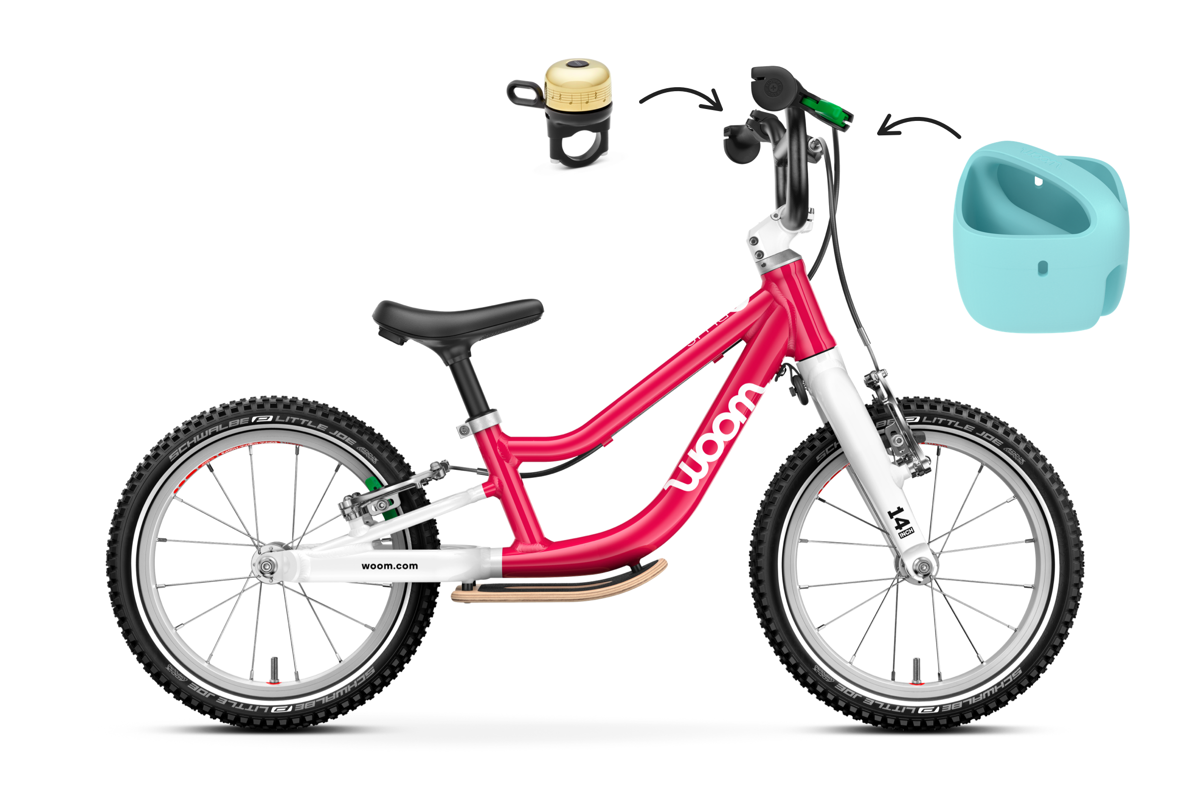 woom GO 1 PLUS Fully Equipped - hot pink / bubble gum blue
